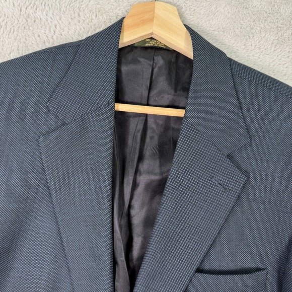 VINTAGE Corbin Blazer Jacket Mens 40L Blue Textured‎ Single Breasted Classic GUC - Picture 1 of 12